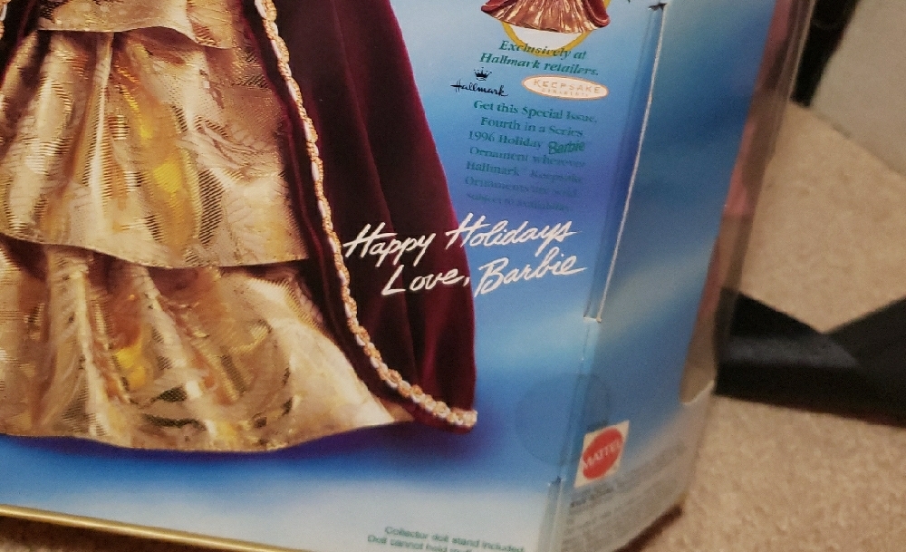 NWT. Barbie Special Edition in Burgundy and Gold. HAPPY HOlDAYS 1996 Collectible - Picture 4 of 8
